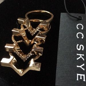 BNTW CC Skye Pave ring set 18k gold-plated w/ box